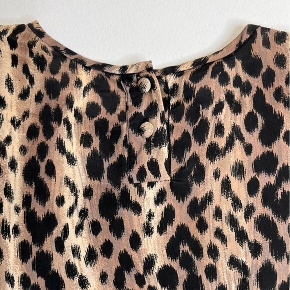 Vintage QuoSilk Animal Print Silk Short Sleeve Round Neck Blouse Women Large - Picture 5 of 11